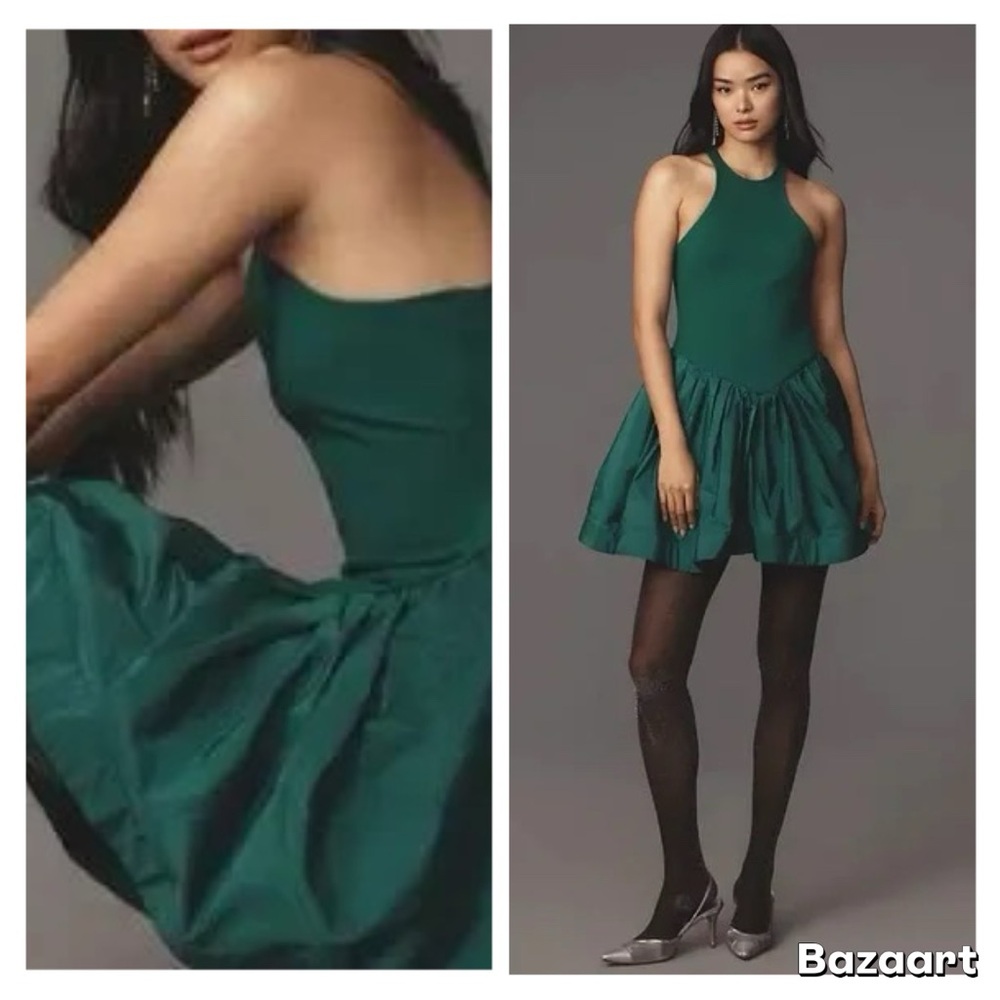 NWT ANTHROPOLOGIE X  MAEVE HALTER FIT & FLARE MINI DRESS Sz S